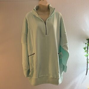 Daily Practice by Anthropologie Indy Grab Half-Zip Pullover Mint XL